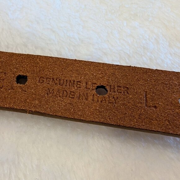 DONCASTER Leather & Antique Bronze Chain Belt L Orange Brown Made in Italy - Picture 9 of 10